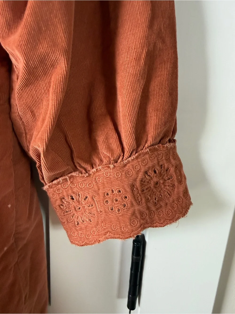 Madewell Cotton Corduroy Embroidered Square-Neck Mini Dress Medium - Picture 5 of 9